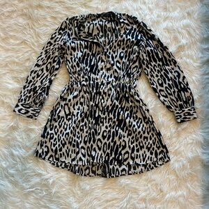 Zara Black and White Leopard Print Dress